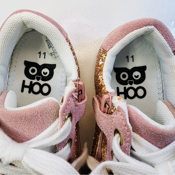 ♥️HP HOO Mia Star Glitter Sneakers Sz 11 Rose Gold Pink Easy Zip & Velcro NWOT - Picture 9 of 9